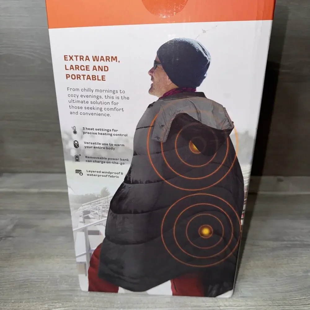 iClimb Hooded Outdoor Blanket W/ 3 Heat Settings And 5,000 MAH Power Bank